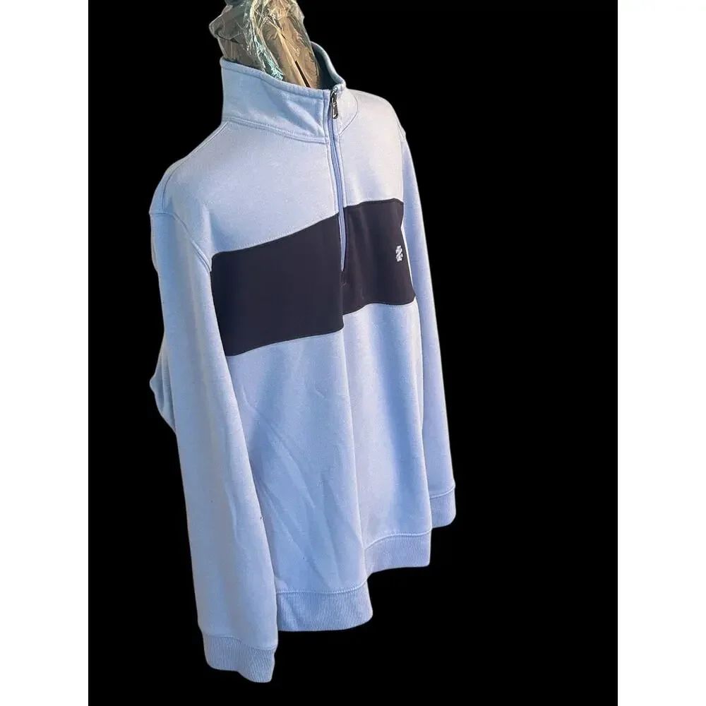 Izod Pullover Sweater Men's Stretch‎ Medium Blue Quarter Zip Golf Outdoor